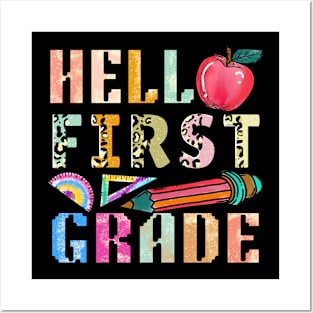 Hello 1st Grade Back To School First Day Posters and Art